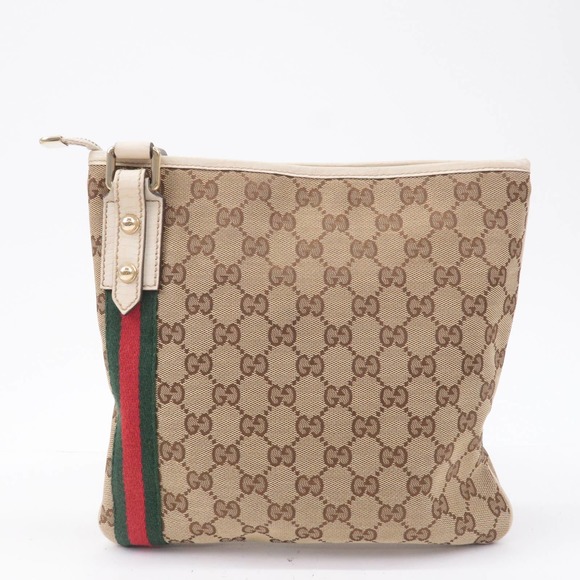 💎✨BEAUTIFUL✨💎Auth GUCCI Sherry GG Canvas Leather Shoulder Bag Beige - Picture 3 of 10